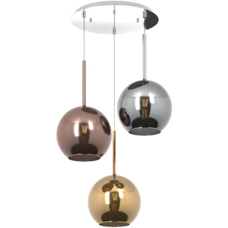 Lampadario Contemporaneo Future Metallo Cromo Vetro Grande Multicolor 3 Luci E27