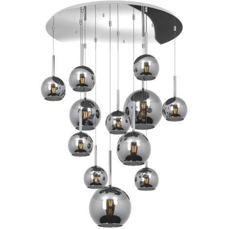 Lampadario Contemporaneo Future Metallo Cromo Vetro Mix 12 Luci E27