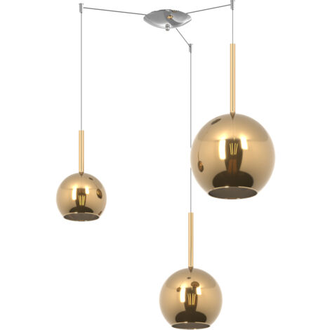 Lampadario Contemporaneo Future Metallo Cromo Vetro Oro 3 Luci E27