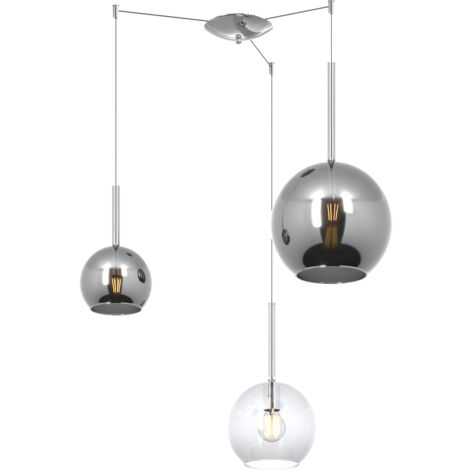 Lampadario Contemporaneo Future Metallo Cromo Vetro Trasp-Cromo 3 Luci E27
