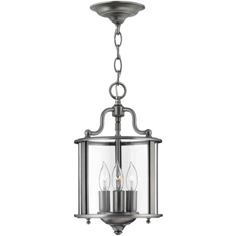 Lampadario Contemporaneo Gentry Acciaio Peltro Vetro 3 Luci E14