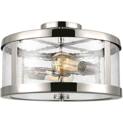Lampadario Contemporaneo Harrow Acciaio Nichel Lucido Vetro 2 Luci E27