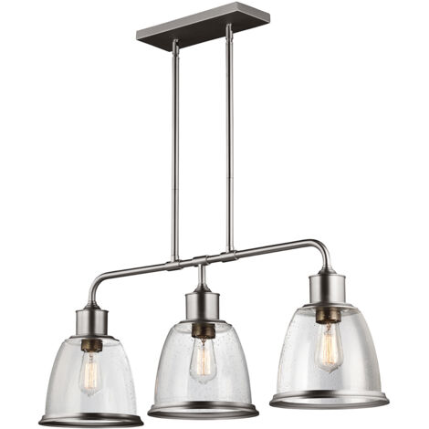 Lampadario Contemporaneo Hobson Acciaio Nichel Satinato 3 Luci E27