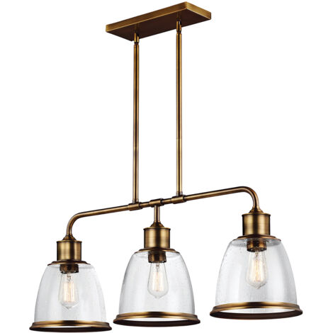 Lampadario Contemporaneo Hobson Acciaio Ottone Antico 3 Luci E27