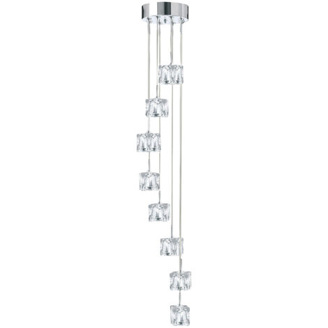 Lampadario Contemporaneo Ice Cube Acciaio Cromo Vetro Trasp Led 4875W 3000K