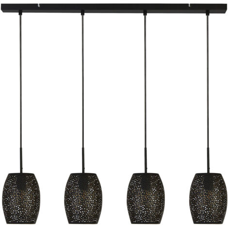 Lampadario Contemporaneo Laser Acciaio Nero Oro 4 Luci E27