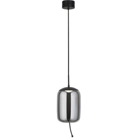 Lampadario Contemporaneo Lisbona Acciaio Nero Vetro Fumè Led 6W 2700K
