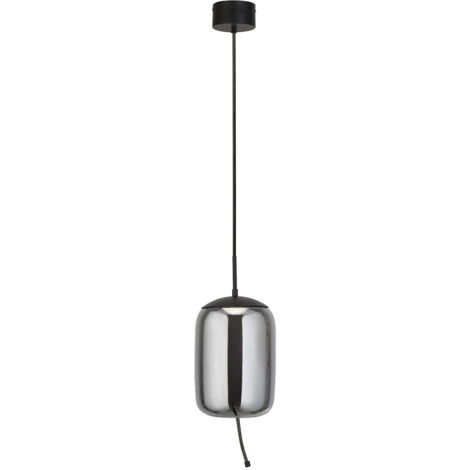 Lampadario Contemporaneo Lisbona Acciaio Nero Vetro Fumè Led 6W 2700K