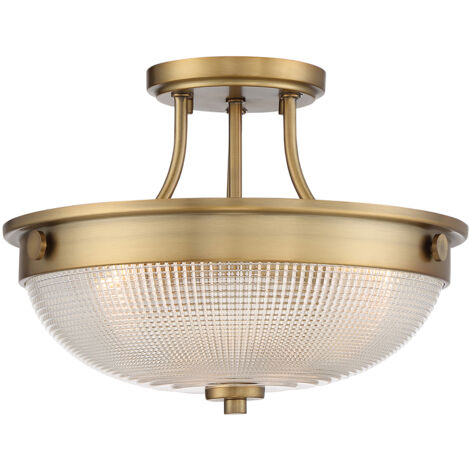 Lampadario Contemporaneo Mantle Vetro Ottone Anticato 2 Luci E27