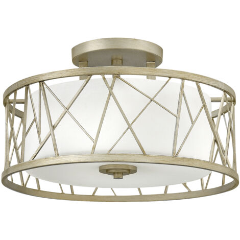 Lampadario Contemporaneo Nest Metallo Foglia Argento Vetro 3 Luci E27