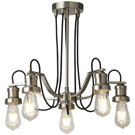 Lampadario Contemporaneo Olivia Acciaio Argento 5 Luci E27