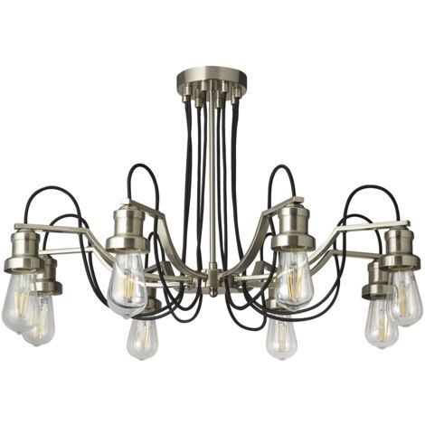 Lampadario Contemporaneo Olivia Acciaio Argento 8 Luci E27