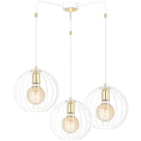 Lampadario Contemporaneo Omoikane Acciaio Bianco 3 Luci E27 Ip20