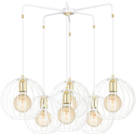 Lampadario Contemporaneo Omoikane Acciaio Bianco 6 Luci E27 Ip20
