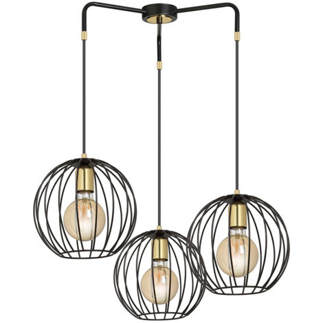 Lampadario Contemporaneo Omoikane Acciaio Nero 3 Luci E27 Ip20