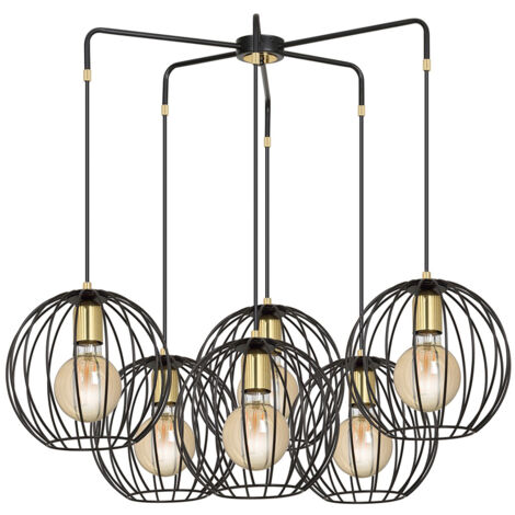 Lampadario Contemporaneo Omoikane Acciaio Nero 6 Luci E27 Ip20