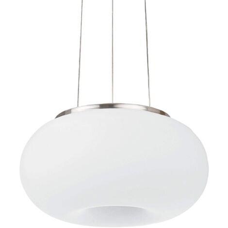 Lampadario Contemporaneo Optica Acciaio Nichel Vetro 2 Luci E27