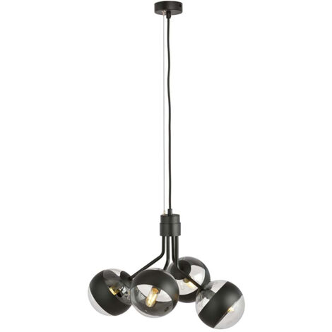 Lampadario Contemporaneo Orione Acciaio Nero 4 Luci E14 Ip20
