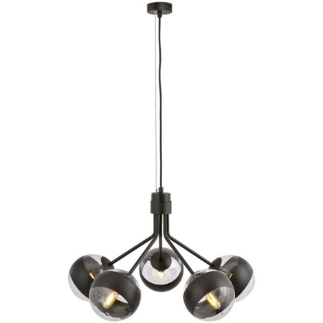 Lampadario Contemporaneo Orione Acciaio Nero 5 Luci E14 Ip20