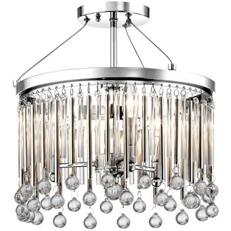 Lampadario Contemporaneo Piper Acciaio Cromo Lucido 3 Luci E14