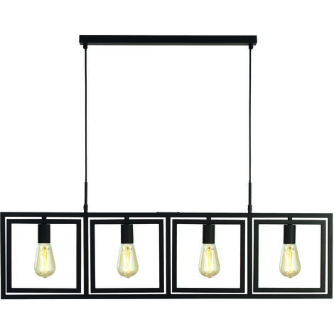 Lampadario Contemporaneo Plaza Acciaio Nero 4 Luci E27
