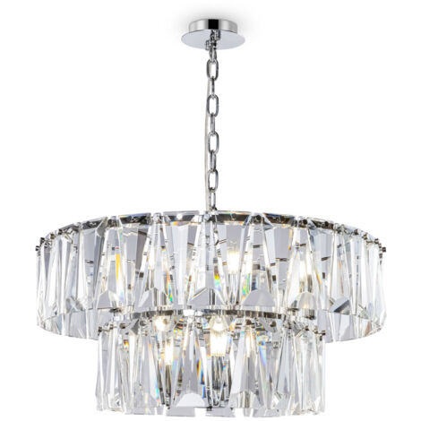 Lampadario Contemporaneo Puntes Metallo Cromo 12 Luci Diffusori