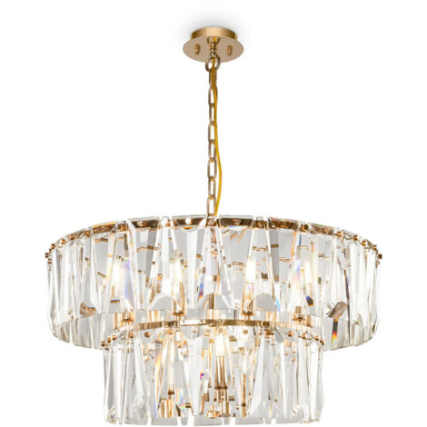 Lampadario Contemporaneo Puntes Metallo Oro 12 Luci Diffusori Vetro