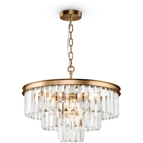 Lampadario Contemporaneo Revero Metallo Ottone 7 Luci Diffusori Vetro