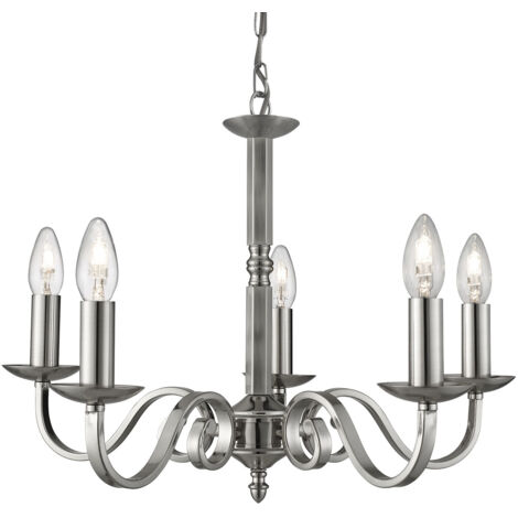Lampadario Contemporaneo Richmond Acciaio Argento 5 Luci E14