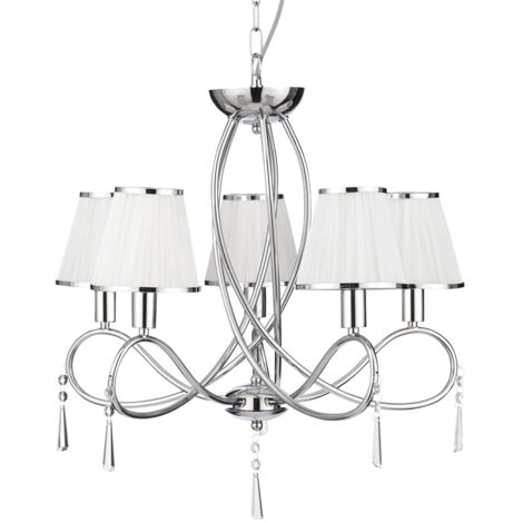 Lampadario Contemporaneo Semplicità Acciaio Cromo Vetro 5 Luci E14