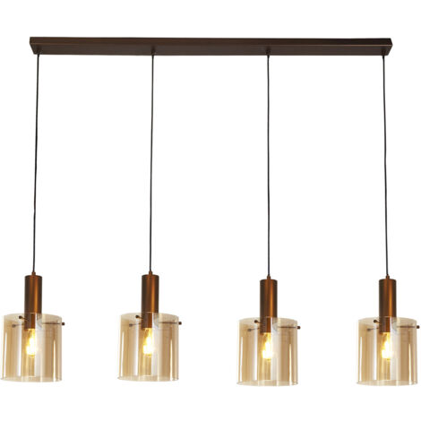 Lampadario Contemporaneo Svezia Acciaio Marrone Vetro 4 Luci E27