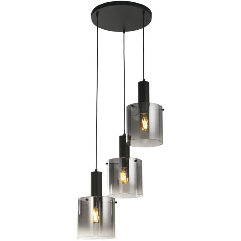 Lampadario Contemporaneo Svezia Acciaio Nero Vetro 3 Luci E27