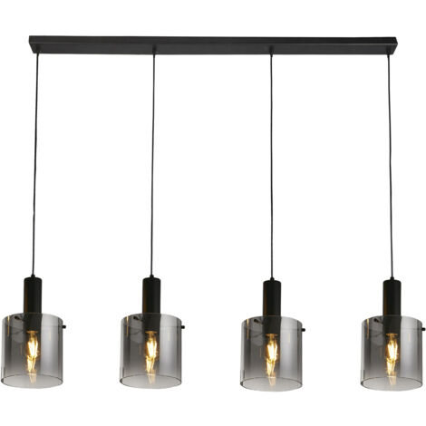 Lampadario Contemporaneo Svezia Acciaio Nero Vetro 4 Luci E27