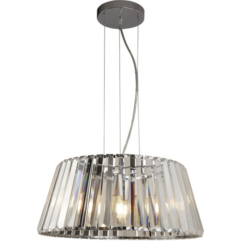 Lampadario Contemporaneo Tiara Acciaio Cromo Vetro Trasparente 5 Luci E14