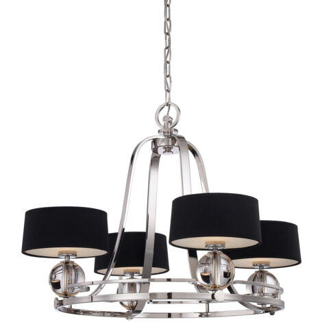 Lampadario Contemporaneo Uptown Gotham Metallo Argento Imperiale 4 Luci G9 3 Led