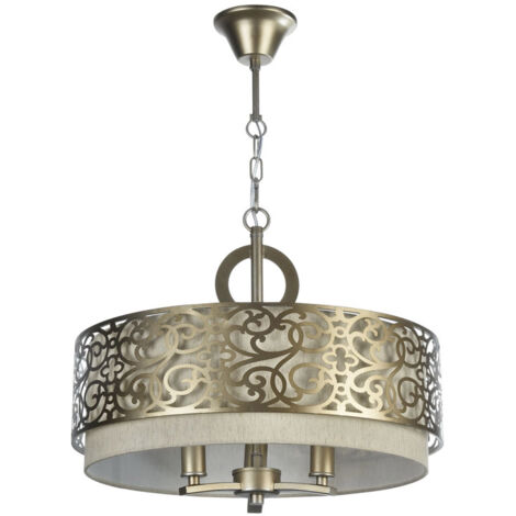 Lampadario Contemporaneo Venera Metallo Ottone 3 Luci Diffusore In Pvc