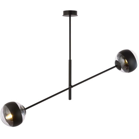 Lampadario Contemporaneo Yama Acciaio Nero 2 Luci E14 Ip20
