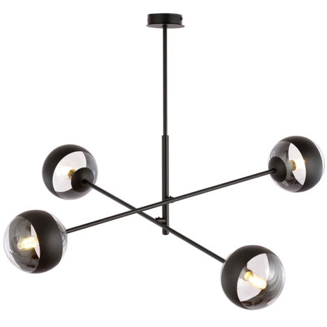 Lampadario Contemporaneo Yama Acciaio Nero 4 Luci E14 Ip20