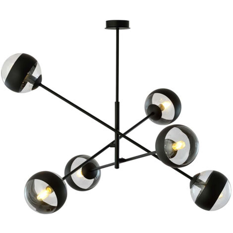Lampadario Contemporaneo Yama Acciaio Nero 6 Luci E14 Ip20