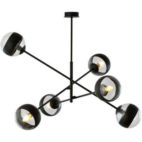 Lampadario Contemporaneo Yama Acciaio Nero 6 Luci E14 Ip20