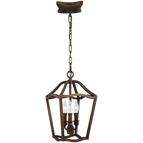 Lampadario Contemporaneo Yarmouth Acciaio Ottone Antico Verniciato 3 Luci E14