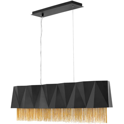 Lampadario Contemporaneo Zuma Acciaio Nero Satinato Oro 6 Luci E27
