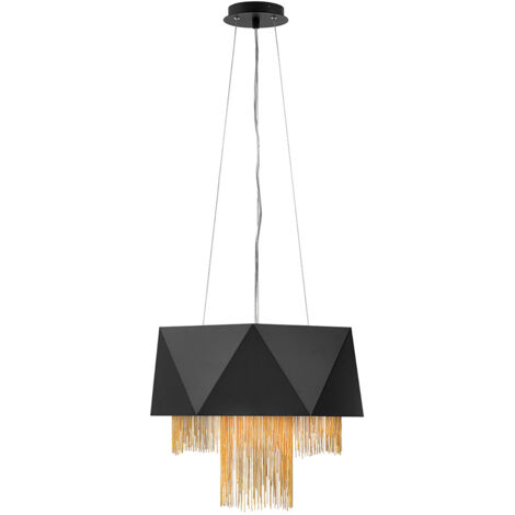 Lampadario Contemporaneo Zuma In Acciaio Nero Satinato Oro 6 Luci E27