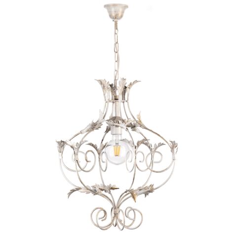 lampadario "contessa" in metallo color avorio, e27