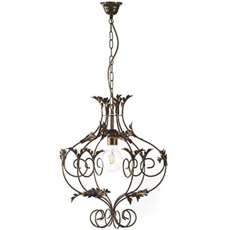 lampadario "contessa" in metallo color bronzo, e27