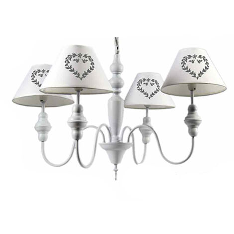 LAMPADARIO CUORI BIANCO CON 4 LUCI 67 CM COLORE BIANCO