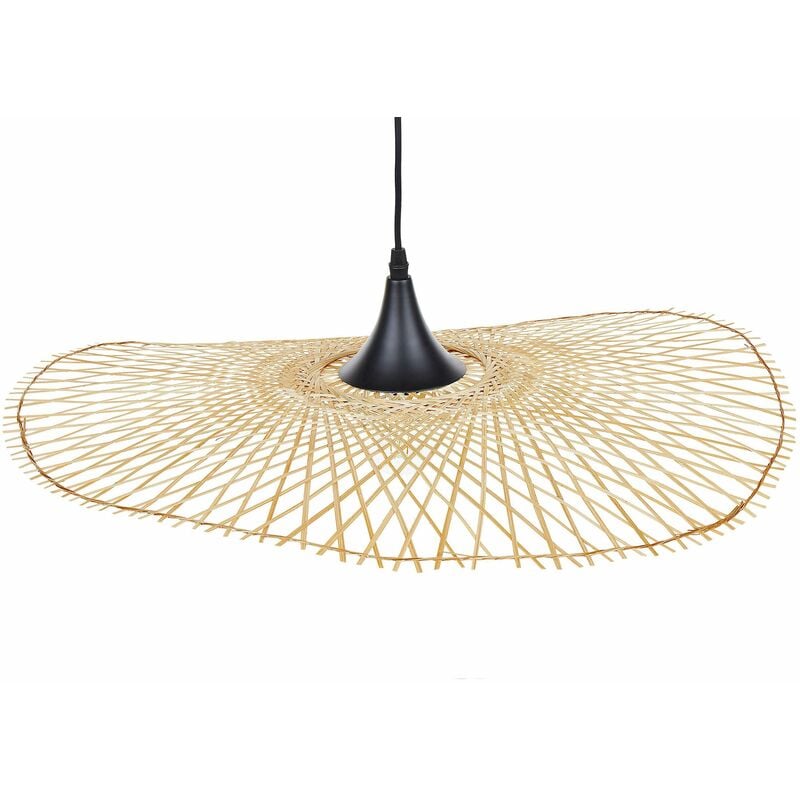 Image of Beliani - Lampadario da Soffitto Stile Boho Moderno Ovale Legno Bamboo 60 cm Floyd - Legno chiaro