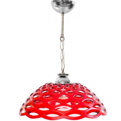 LAMPADARIO DA SOFFITTO IN ACRILICO TRAFORATO 30 X 40 CM IN COLORE ROSSO