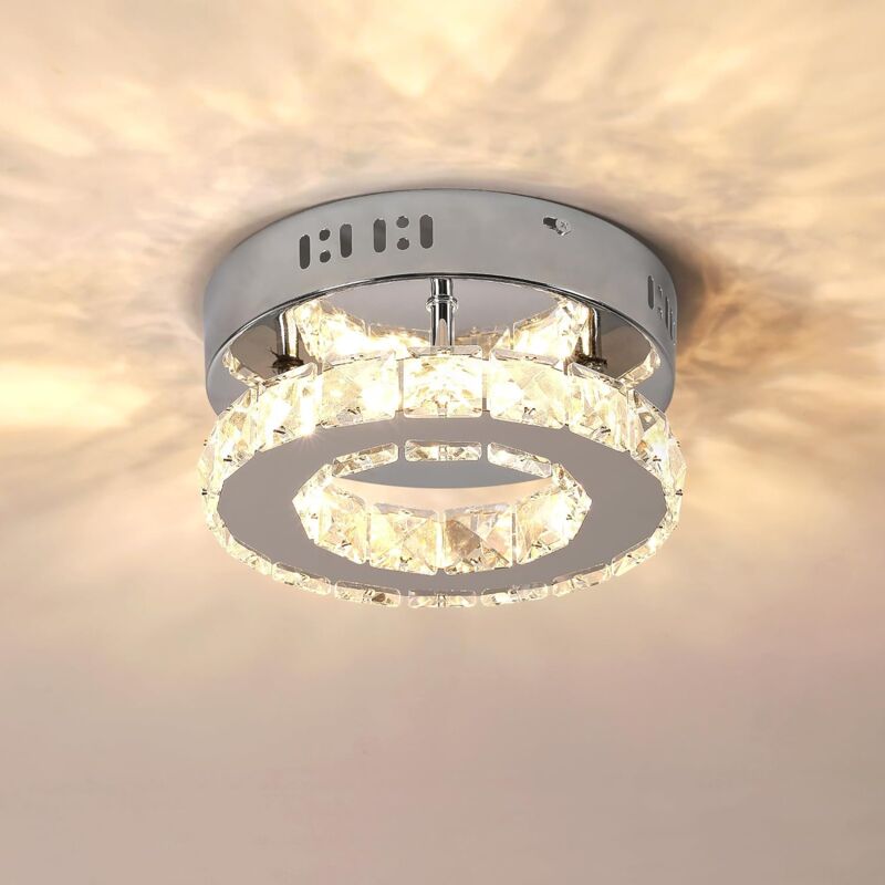 Image of COMELY Plafoniera LED in Cristallo, 12W Rotonda Incassata, Illuminazione Moderna per Soggiorno Argentato, per Camera da Letto, Corridoio, Cucina,