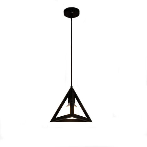 Lampadario da soffitto pendente a sospensione a forma di triangolo 3d stile geometrico portalampada e27 nero